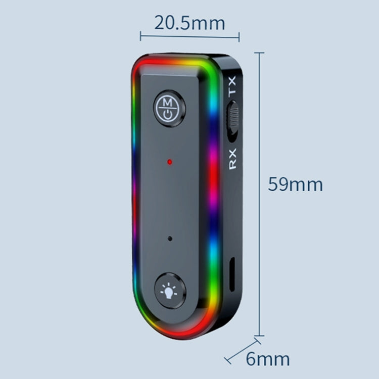Q3 2-in-1 RGB Light Bluetooth Audio Receiver Launcher Car Audio Adapter, Q3