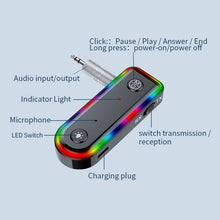 Load image into Gallery viewer, Q3 2-in-1 RGB Light Bluetooth Audio Receiver Launcher Car Audio Adapter, Q3