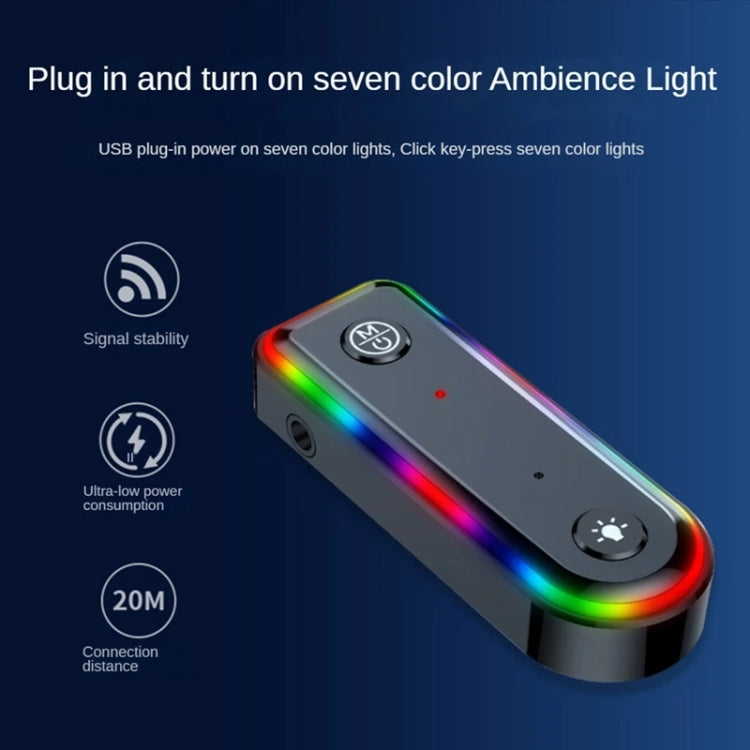 Q3 2-in-1 RGB Light Bluetooth Audio Receiver Launcher Car Audio Adapter, Q3