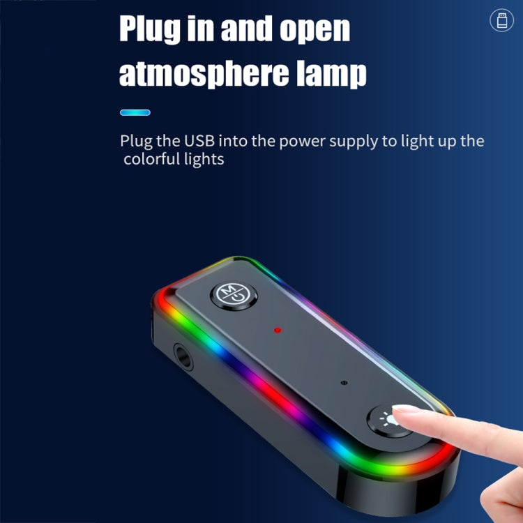 Q3 2-in-1 RGB Light Bluetooth Audio Receiver Launcher Car Audio Adapter, Q3
