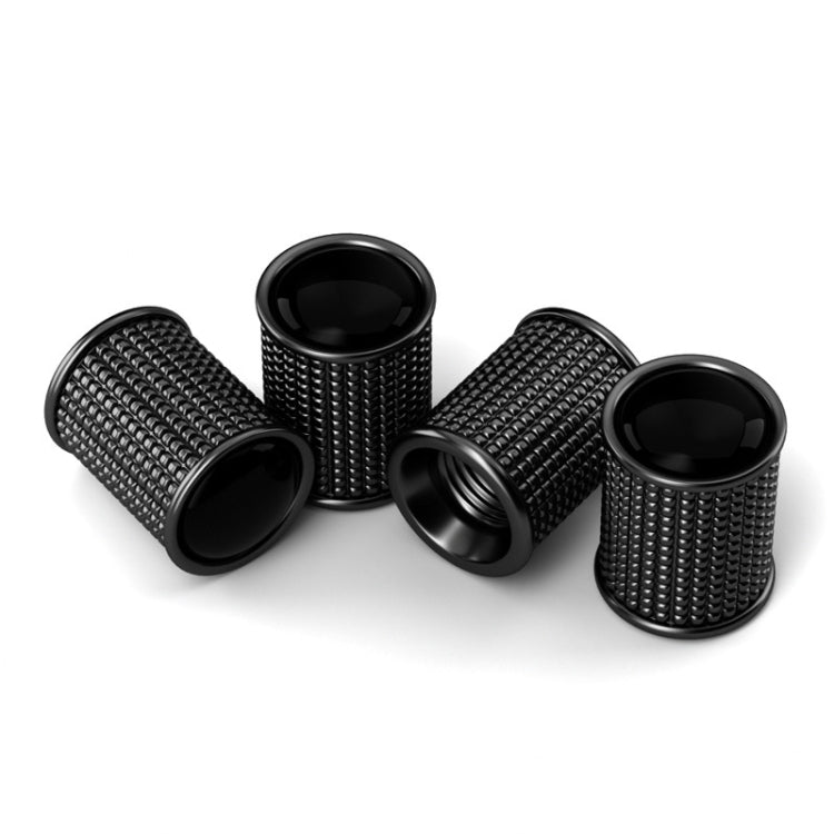 4pcs /Set Zinc Alloy Car Tire Modified Valve Cap, Black, Silver