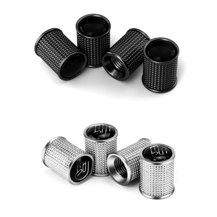 4pcs /Set Zinc Alloy Car Tire Modified Valve Cap, Black, Silver