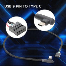 Load image into Gallery viewer, Motherboard USB 9Pin To Type-C Elbow Data Cable Braided Network Cable, 60cm Elbow