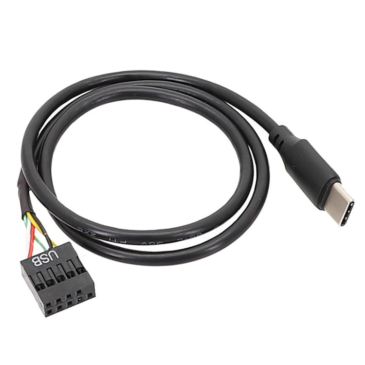 Motherboard USB 9Pin To Type-C Straight Data Double Shielded Cable, 50cm Straight