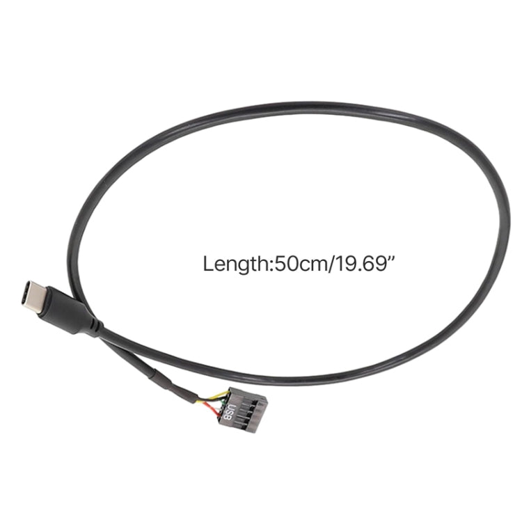 Motherboard USB 9Pin To Type-C Straight Data Double Shielded Cable, 50cm Straight