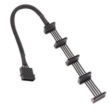 Load image into Gallery viewer, 18AWG Large 4Pin Sleeve Grid 1 To 5 SATA Hard Drive Cage Cable, 40cm 4Pin 1 To 5