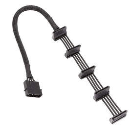 18AWG Large 4Pin Sleeve Grid 1 To 5 SATA Hard Drive Cage Cable, 40cm 4Pin 1 To 5