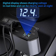 Load image into Gallery viewer, 4-In-1 120W Multifunctional USB Retractable Dual-Line Digital Display Car Fast Charger