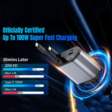 Load image into Gallery viewer, 4-In-1 120W Multifunctional USB Retractable Dual-Line Digital Display Car Fast Charger