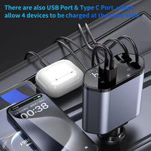 Load image into Gallery viewer, 4-In-1 120W Multifunctional USB Retractable Dual-Line Digital Display Car Fast Charger