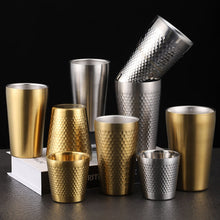 Load image into Gallery viewer, 304 Stainless Steel Hammer Mug Thickened Double-Layer Restaurant Tea Cups, 175ml, 260ml, 300ml, 350ml, 450ml