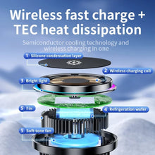 Load image into Gallery viewer, 15W Car Wireless Charger Semiconductor Heat Dissipation Mobile Phone Holder RGB Light, X82