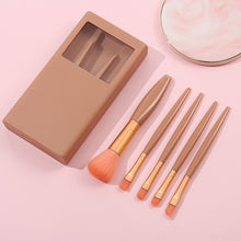 Load image into Gallery viewer, 5 In 1 Windowed Mirror Case Portable Mini Multifunctional Makeup Brushes Cosmetic Tool Set, Bean Paste Color, Pink, Blue