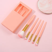 Load image into Gallery viewer, 5 In 1 Windowed Mirror Case Portable Mini Multifunctional Makeup Brushes Cosmetic Tool Set, Bean Paste Color, Pink, Blue