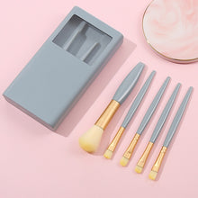 Load image into Gallery viewer, 5 In 1 Windowed Mirror Case Portable Mini Multifunctional Makeup Brushes Cosmetic Tool Set, Bean Paste Color, Pink, Blue