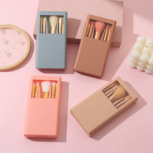 Load image into Gallery viewer, 5 In 1 Windowed Mirror Case Portable Mini Multifunctional Makeup Brushes Cosmetic Tool Set, Bean Paste Color, Pink, Blue