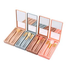Load image into Gallery viewer, 5 In 1 Windowed Mirror Case Portable Mini Multifunctional Makeup Brushes Cosmetic Tool Set, Bean Paste Color, Pink, Blue