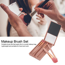 Load image into Gallery viewer, 5 In 1 Windowed Mirror Case Portable Mini Multifunctional Makeup Brushes Cosmetic Tool Set, Bean Paste Color, Pink, Blue