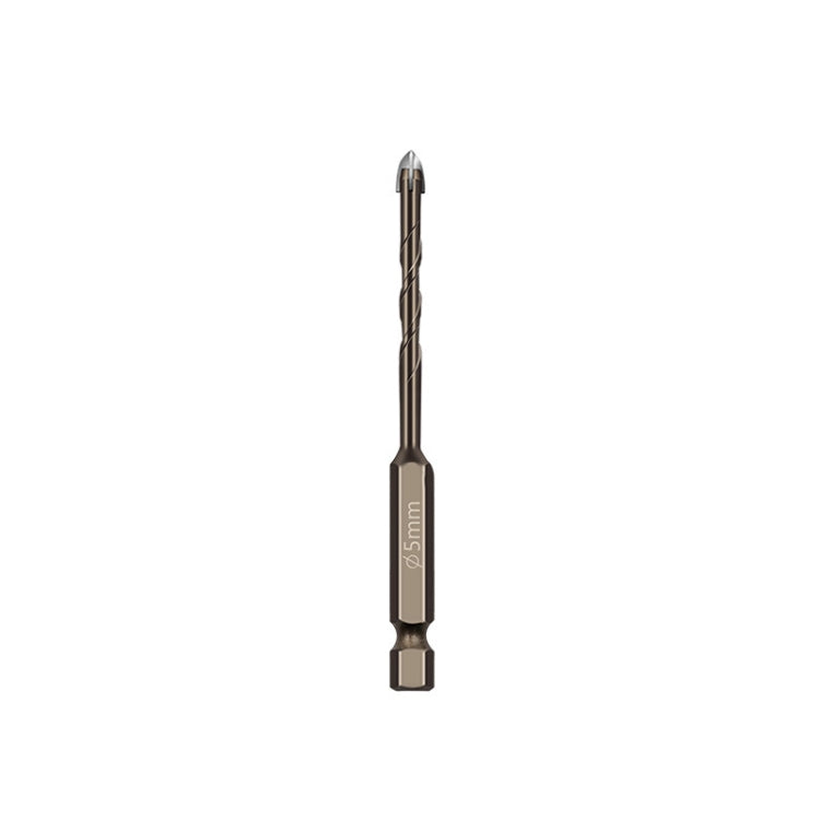 Hexagonal Shank Spiral Flute Cross Alloy Drill Bits Glass Tile Four Edge Drivers, 3mm, 4mm, 5mm, 6mm, 8mm, 10mm, 12mm