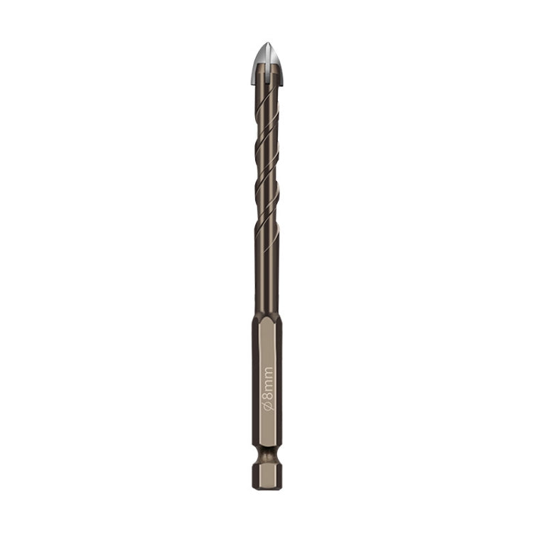 Hexagonal Shank Spiral Flute Cross Alloy Drill Bits Glass Tile Four Edge Drivers, 3mm, 4mm, 5mm, 6mm, 8mm, 10mm, 12mm