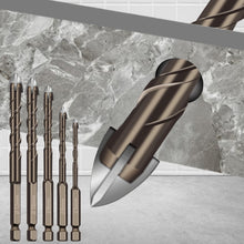 Load image into Gallery viewer, Hexagonal Shank Spiral Flute Cross Alloy Drill Bits Glass Tile Four Edge Drivers, 3mm, 4mm, 5mm, 6mm, 8mm, 10mm, 12mm