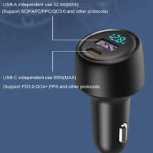 Load image into Gallery viewer, 65W Dual Port A+C High Power Car Fast Charger Auto Cigarette Lighter, S-31