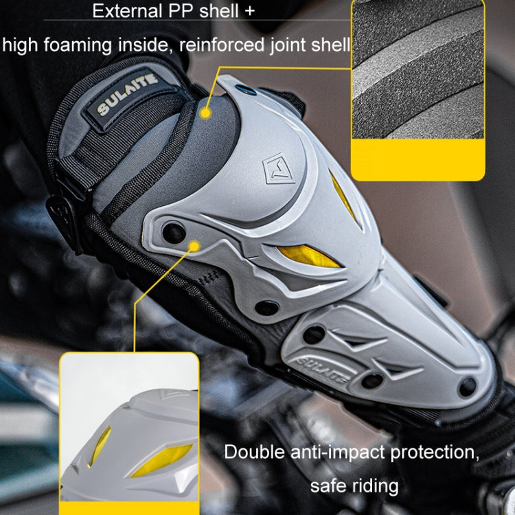 SULAITE Motorcycle Outdoor Riding Breathable Protective Equipment, 2pcs /Set Knee Pads Gray, 4pcs /Set Knee Elbow Pads Gray, 2pcs /Set Elbow Pads Gray