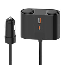 Load image into Gallery viewer, 45W Rotating Dual Cigarette Lighter Extension Port Car Charger, S-46
