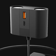 Load image into Gallery viewer, 45W Rotating Dual Cigarette Lighter Extension Port Car Charger, S-46
