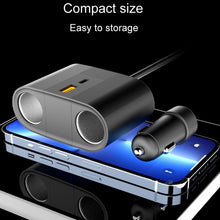 Load image into Gallery viewer, 45W Rotating Dual Cigarette Lighter Extension Port Car Charger, S-46