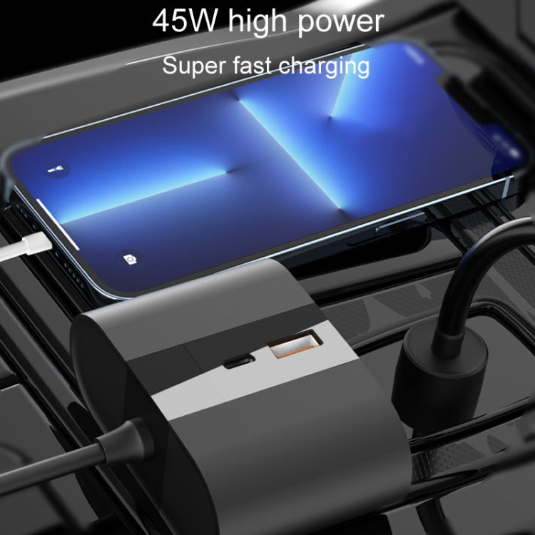 45W Rotating Dual Cigarette Lighter Extension Port Car Charger, S-46