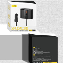 Load image into Gallery viewer, 45W Rotating Dual Cigarette Lighter Extension Port Car Charger, S-46