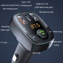 Load image into Gallery viewer, 36W Car Bluetooth MP3 Player FM Transmitter Multifunctional Car Charger, S-15PD
