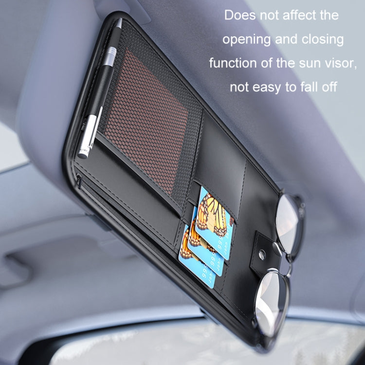 Car Sun Visor Card Glasses Holder Zipper Storage Bag