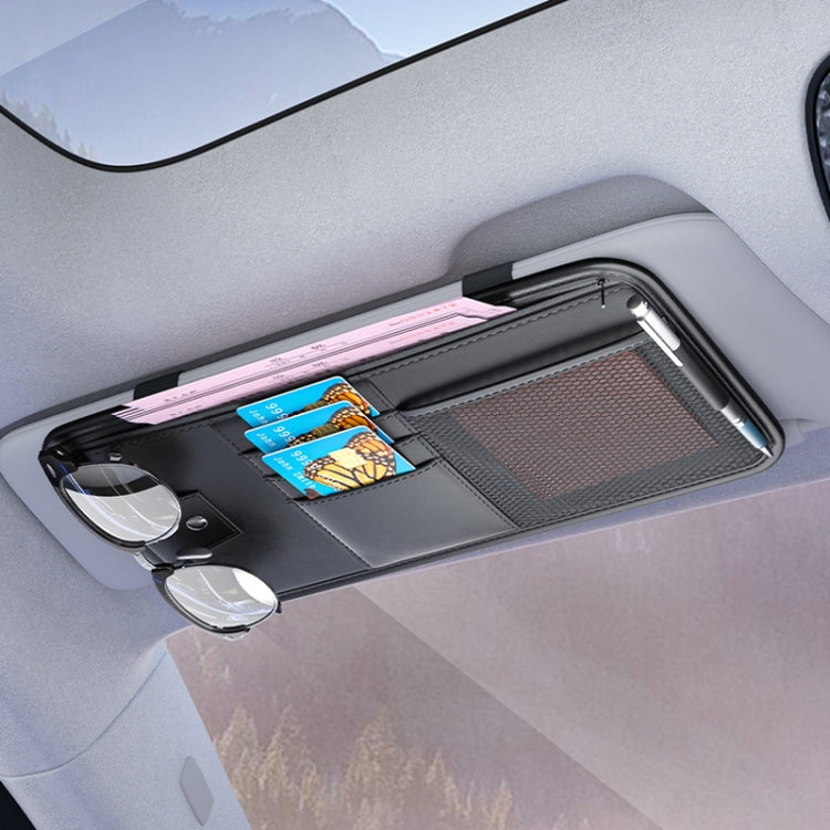 Car Sun Visor Card Glasses Holder Zipper Storage Bag