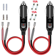 Load image into Gallery viewer, 16AWG 15A 12V/24V Fused Cigarette Lighter Plug With Lead, 1pair