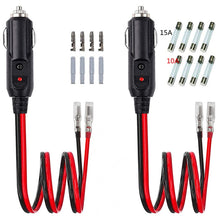 Load image into Gallery viewer, 16AWG 15A 12V/24V Fused Cigarette Lighter Plug With Lead, 1pair