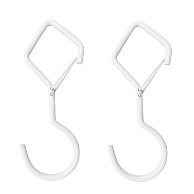 2pcs Household S Hooks For Hanging Metal Windproof Hooks With Safety Buckle, Black, White