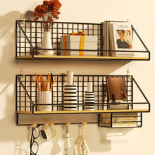 Load image into Gallery viewer, Household Large Non-Punching Organizer Wall Hanging Shelf, Black Basic Model, Black Wooden Ball With Tissue Box