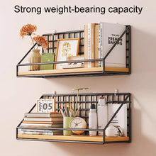 Load image into Gallery viewer, Household Large Non-Punching Organizer Wall Hanging Shelf, Black Basic Model, Black Wooden Ball With Tissue Box