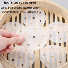 Load image into Gallery viewer, 100pcs Food Grade Disposable Round Non-stick Steamer Paper Perforated Buns Steamer Pads, 7.6cm, 8.89cm, 10.16cm, 11.4cm, 12.7cm, 14cm, 16.5cm