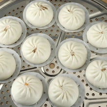 Load image into Gallery viewer, 100pcs Food Grade Disposable Round Non-stick Steamer Paper Perforated Buns Steamer Pads, 7.6cm, 8.89cm, 10.16cm, 11.4cm, 12.7cm, 14cm, 16.5cm