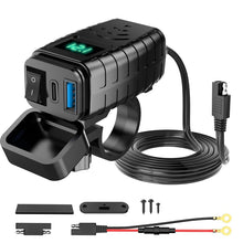 Load image into Gallery viewer, PD3.0 Motorcycle USB Mobile Phone Charger Digital Voltage Meter with Switch, Blue Screen, Red Screen, Green Screen