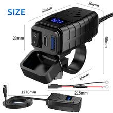 Load image into Gallery viewer, PD3.0 Motorcycle USB Mobile Phone Charger Digital Voltage Meter with Switch, Blue Screen, Red Screen, Green Screen