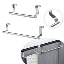 Load image into Gallery viewer, No-Punch Stainless Steel Over Door Towel Rack Cabinet Door Rag Hanging Holder, 23.5cm Silver, 23.5cm Black, 23.5cm White, 36.5cm Silver, 36.5cm Black, 36.5cm White