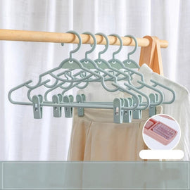 5pcs Non-slip Hanging Clothes Rack With Clips Household Non-Tracking Adult Clothes Hanger