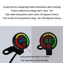 Load image into Gallery viewer, Morfayer Motorcycle Dual Display Intelligent Alarm Power Meter, Voltmeter, Water Temperature Meter, Voltmeter+Water Temperature Meter