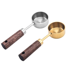 Load image into Gallery viewer, 15ml Wooden Handle Stainless Steel Measuring Spoon Coffee Powder Milk Powder Spoon, Silver, Gold