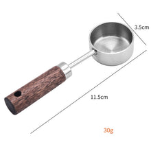 Load image into Gallery viewer, 15ml Wooden Handle Stainless Steel Measuring Spoon Coffee Powder Milk Powder Spoon, Silver, Gold