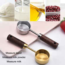 Load image into Gallery viewer, 15ml Wooden Handle Stainless Steel Measuring Spoon Coffee Powder Milk Powder Spoon, Silver, Gold